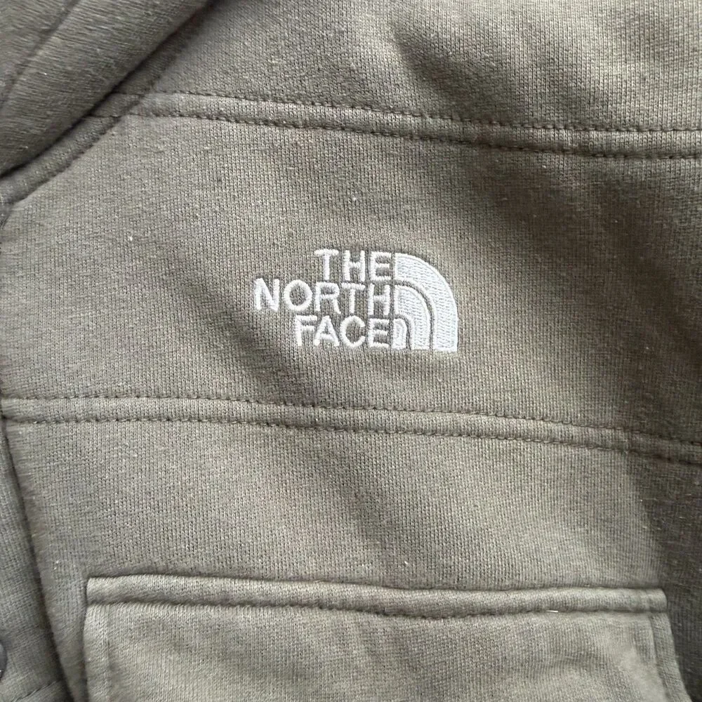 The North Face Mens Sherpa Lined Hoodie Jacket Olive Green Zip Snap Size XL